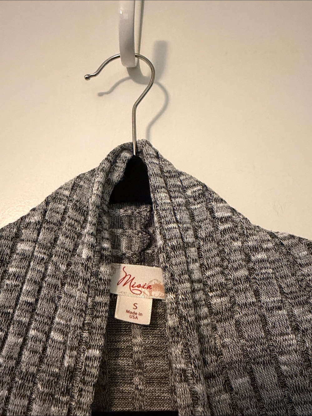 Gray Open-Front Ribbed Long Cardigan Sweater - Picture 2 of 4